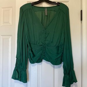 Anthropologie emerald green blouse, M